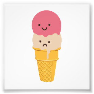 Fijne en Sad Ice Cream Cone Foto Afdruk