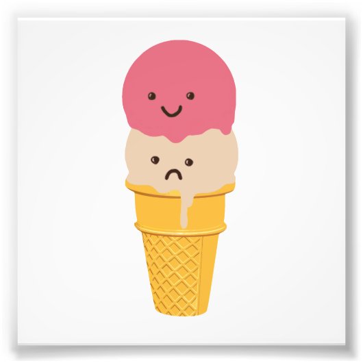 Fijne en Sad Ice Cream Cone Foto Afdruk (Voorkant)