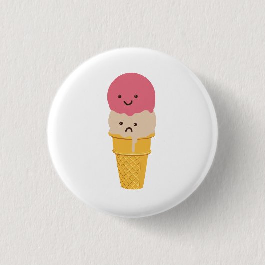 Fijne en Sad Ice Cream Cone Ronde Button 3,2 Cm (Voorkant)