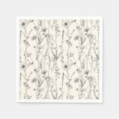 Fijne en zachte crème wilde bloemen servet (Voorkant)