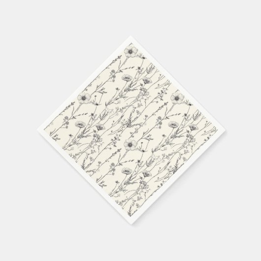 Fijne en zachte crème wilde bloemen servet (Hoek)