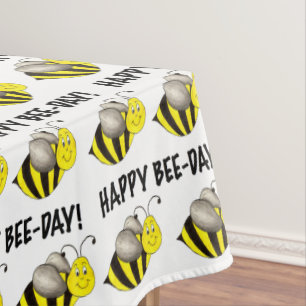 Fijne feestdag feestdag bloem bijen afdrukken tafelkleed