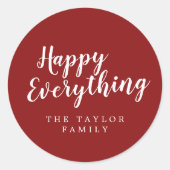 Fijne feestdag in geborsteld rood ronde sticker (Voorkant)