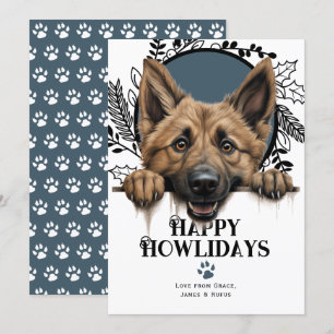 Fijne feestdagen Belgische Herdershond Kerstmis Feestdagenkaart
