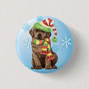 Fijne feestdagen Chocolade Lab Ronde Button 3,2 Cm