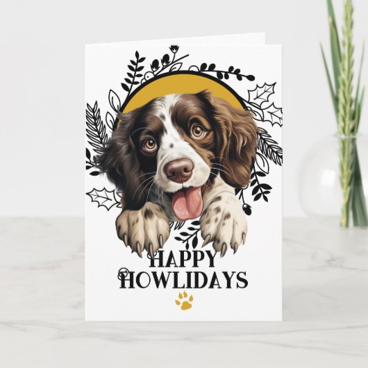 Fijne feestdagen Engels Springer Spaniel Kerstmis Kaart (Voorkant)