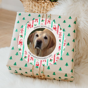 Fijne feestdagen Hond Foto Kerstmis Ronde Sticker