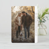 Fijne feestdagen Kerstfoto Funny Dog Feestdagenkaart (Staand voorkant)