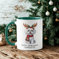 Fijne feestdagen Maltese hond Kerst Koffie