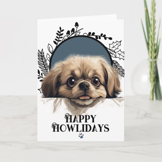 Fijne feestdagen Pekinese Hond (Voorkant)