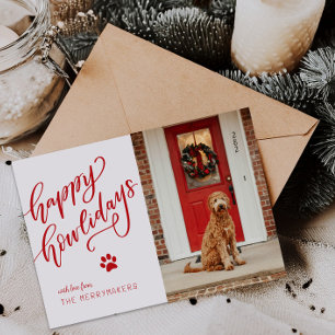 Fijne feestdagen Pet Paw Holiday Dog Photo Card Feestdagenkaart