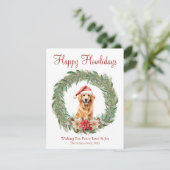 Fijne feestdagen Schattigee Golden Retriever Dog Feestdagenkaart (Staand voorkant)