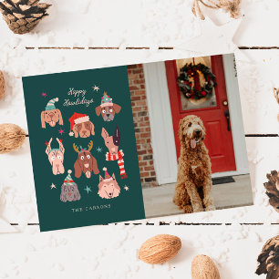 Fijne Feestdagen Winterhonden Foto Kerstmis Feestdagenkaart