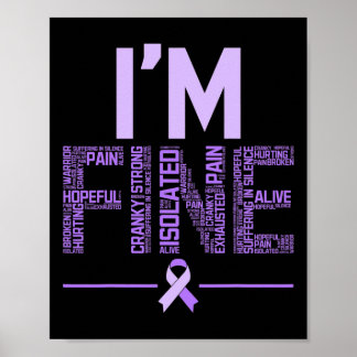 Fijne fibromyalgie Warrior Fibro Awareness Paarse Poster