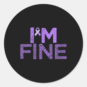 Fijne fibromyalgie Warrior Fibro Awareness Paarse Ronde Sticker