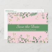 Fijne Floral Border Wedding Briefkaart (Voorkant / Achterkant)