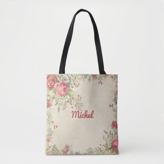 Fijne Floral Design Monogrammed Canvas tas (Voorkant)