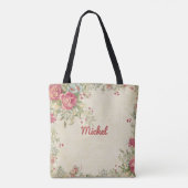 Fijne Floral Design Monogrammed Canvas tas (Achterkant)