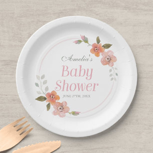 Fijne Floral Roze Baby shower Papier Bord