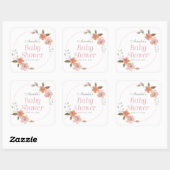 Fijne Floral Roze Baby shower Square Sticker (Vel)