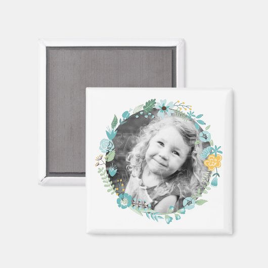 Fijne Floral Wreate Custom Photo Magneet (Voorkant / Achterkant)