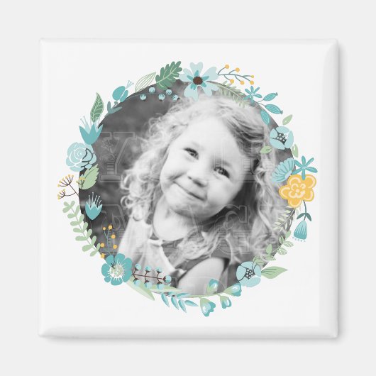 Fijne Floral Wreate Custom Photo Magneet (Voorkant)