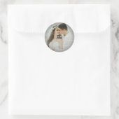 Fijne fotoscript Dank je bruiloft Ronde Sticker (Tas)