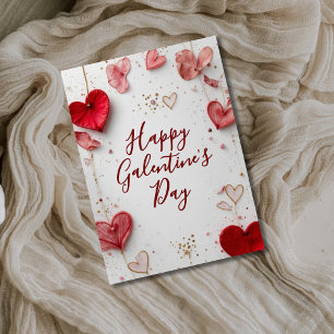 Fijne Galentine's Day Elegante Hart Bloemkaart Feestdagenkaart