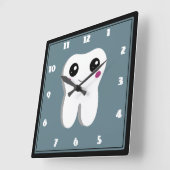 Fijne gebitsgebitste tand glimlachende verkutteken vierkante klok (Hoek)