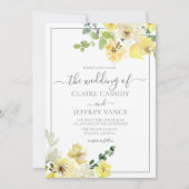 Fijne Gele Floral Sage Green Summer Weddenschap Kaart (Voorkant)
