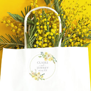 Fijne Gele Floral Sage Green Summer Weddenschap Ronde Sticker