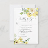 Fijne Gele Floral Sage Green Summer Weddenschap RSVP Kaartje (Voorkant)