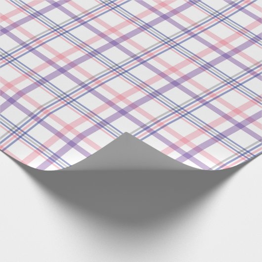 Fijne geruite patroon van blauw paars roze cadeaupapier (Hoek)