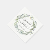 Fijne geschilderde olijf en bladeren bruiloft mono servet (Hoek)