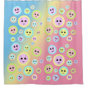 Fijne gezichten in pastel - leuk en leuk douchegordijn (Voorkant)