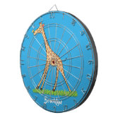 Fijne giraf met vlindervlieger cartoon dartbord (Voorkant Rechts)