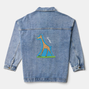 Fijne giraf met vlindervlieger cartoon denim jacket