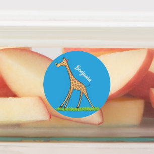 Fijne giraf met vlindervlieger cartoon labels