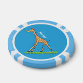 Fijne giraf met vlindervlieger cartoon poker chips (Enkel)