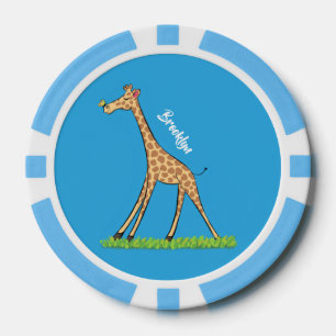 Fijne giraf met vlindervlieger cartoon poker chips