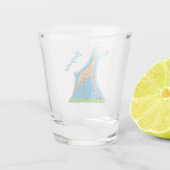 Fijne giraf met vlindervlieger cartoon shot glas (Achterkant)