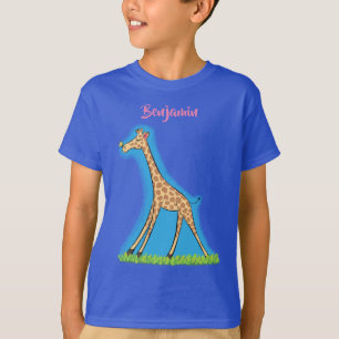 Fijne giraf met vlindervlieger cartoon t-shirt