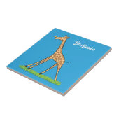 Fijne giraf met vlindervlieger cartoon tegeltje (Zijkant)