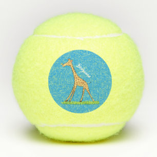 Fijne giraf met vlindervlieger cartoon tennisballen
