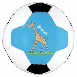 Fijne giraf met vlindervlieger cartoon voetbal