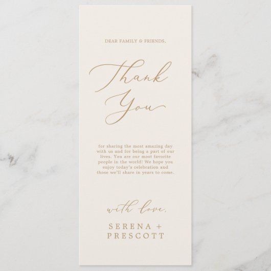 Fijne Gold- en Cream-thee Lengte Hartelijk dank Menu (Voorkant)