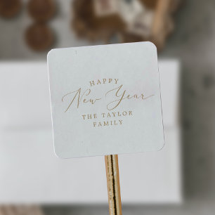 Fijne Gold Happy Nieuwjaar feestdag Vierkante Sticker