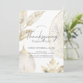 Fijne Gold Leaves Thanksgiving Dinner Kaart (Staand voorkant)