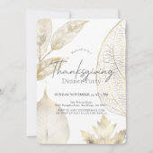 Fijne Gold Leaves Thanksgiving Dinner Kaart (Voorkant)
