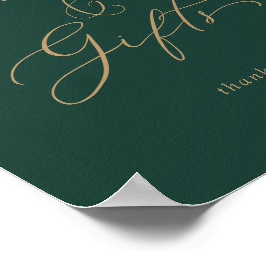 Fijne Goud en Groene Kaarten en Gifts Sign Poster (Hoek)